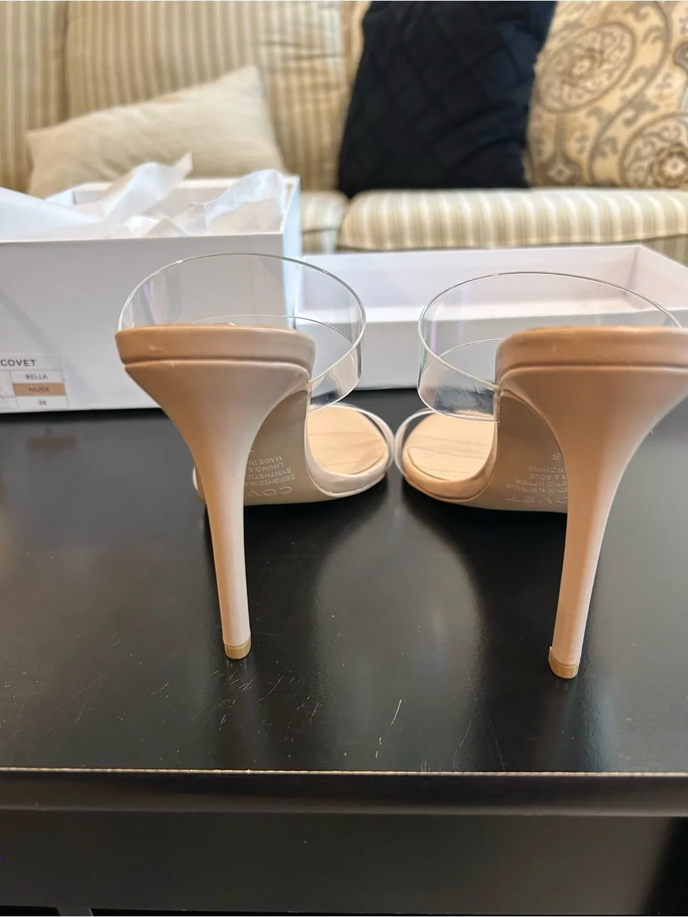 Nude stiletto clear straps